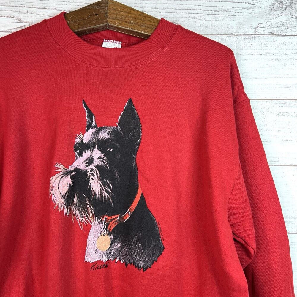 Vintage Jerzees Killen Scottie Dog Sweatshirt Red Crewneck Pullover Size M - Picture 4 of 10